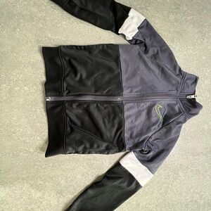 Nike Men's Black and Gray Windbreaker with Green Accent